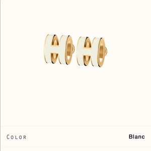 Hermès Mini Pop H Earrings in Blanc with Gold Hardware